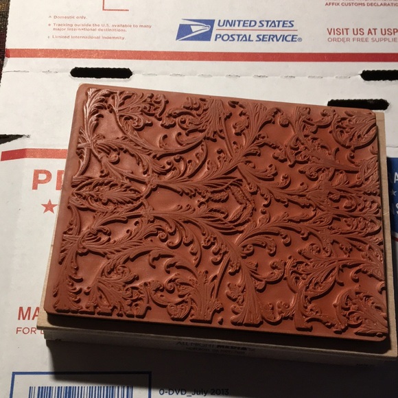 VTG Unused Ana Griffin Feathers Stamp 5”x4”x1” - Picture 3 of 5